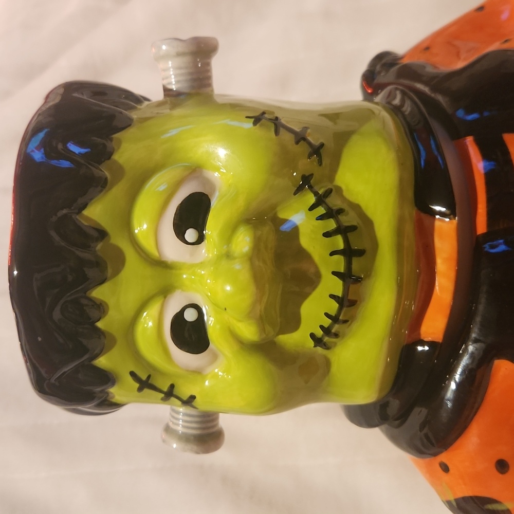 Cracker Barrel, Vintage, Rare, Halloween "Too Cute To Spook" Frankenstein Jar - Picture 6 of 10